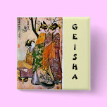 Vintage Geisha Art Square Button buttons