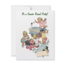 Vintage Gender Reveal Baby Shower Party Invitation