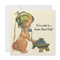 Vintage Gender Reveal Baby Shower Party Invitation