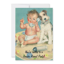 Vintage Gender Reveal Baby Shower Party Invitation