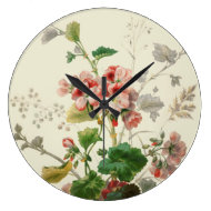 Vintage Geraniums Wall Clock