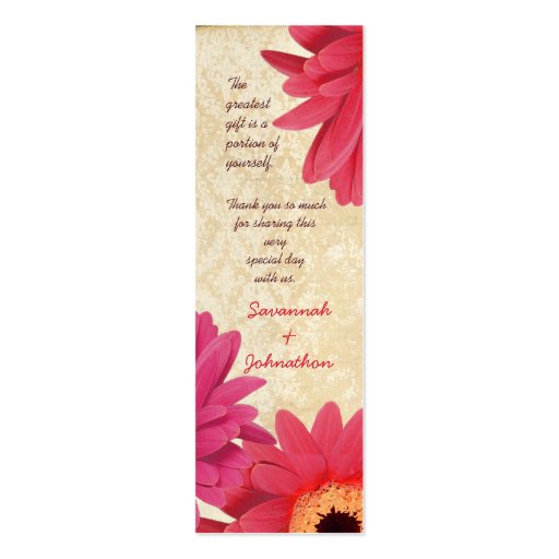 Vintage Gerber Coral Damask Fuchsia Wedding Tags Business Cards (back side)