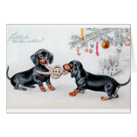 Vintage German Dachshund Christmas Card