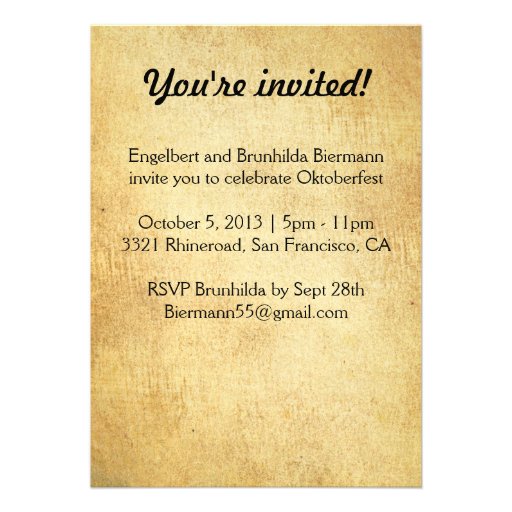 Vintage German Oktoberfest Custom Invitation