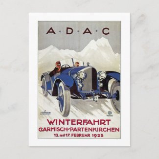 Vintage German Road Race Ad postcard