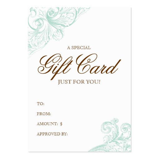 Vintage Gift Card Spring Green Acanthus Business Card Template (front side)