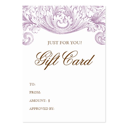 Vintage Gift Card Spring Purple Acanthus Business Card (front side)