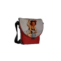 Vintage Gil Elvgren Firefighter Pin Up Girl Messenger Bag