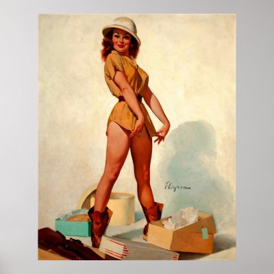 Vintage  Girls Posters on Vintage Gil Elvgren Hunter Pin Up Girl Poster From Zazzle Com