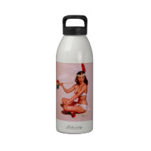 Vintage Gil Elvgren Pin Up Girl Smoking Peace Pipe Drinking Bottle