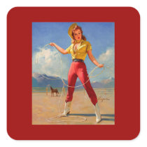 Vintage Gil Elvgren Ranch Wester Pin up girl Sticker