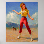 Vintage Gil Elvgren Ranch Wester Pinup girl Poster