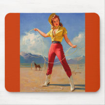 Vintage Gil Elvgren Ranch Western Pin up girl Mousepad