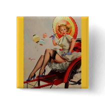 Vintage Gil Elvgren Rickshaw Pin up girl