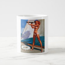 Vintage Gil Elvgren Sail Boat Sailing Pin UP Girl Extra Large Mugs