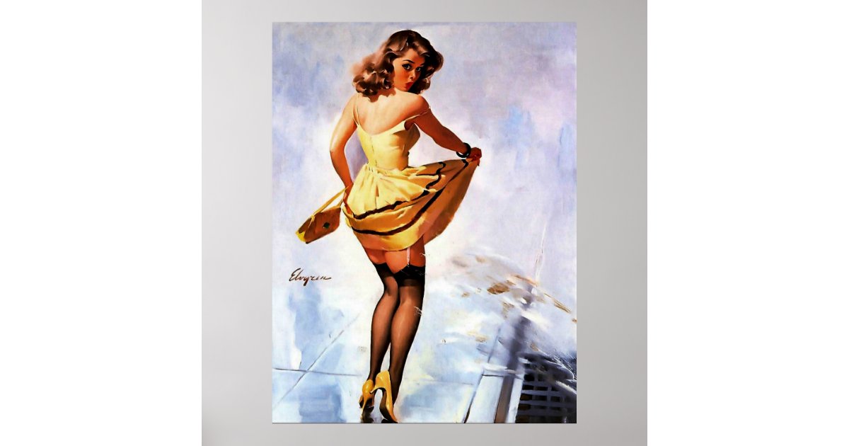 Vintage Gil Elvgren Splash In The City Pinup Girl Poster Zazzle