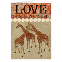 Vintage Giraffes  Love Is All You Need Card cards