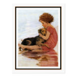 Vintage Girl and Dog by Jessie Willcox Smith Post Card