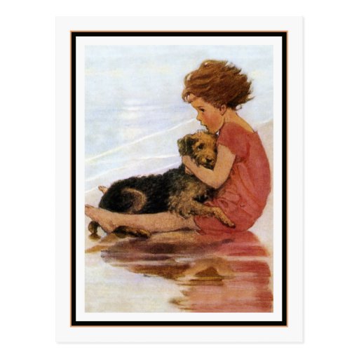 Vintage Girl and Dog by Jessie Willcox Smith Post Card