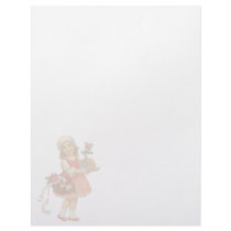 Vintage Girl and Flowers Letterhead Stationery