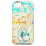 Vintage Girl Bright Colors Bike Pattern Iphone 5 iPhone 5 Cover