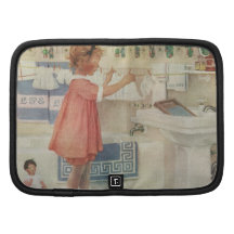 Vintage Girl, Child Doing Laundry Hanging Clothes Planners