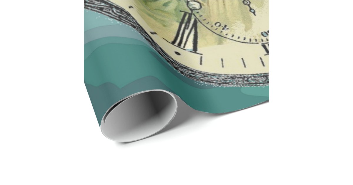 Vintage Girl Clock Watch Wrapping Paper Zazzle