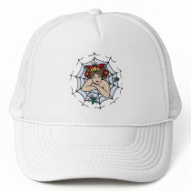 Vintage Girl in A Spider Web Tattoo Art hats