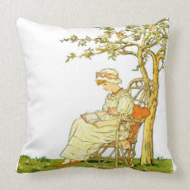 Vintage Girl Reading American MoJo Pillow pillows