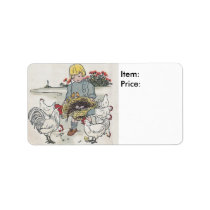 Vintage Girl With Chicks Pricing Sticker Custom Address Labels
