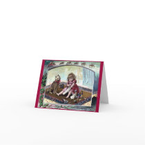 Vintage Girl with Christmas Stocking Card