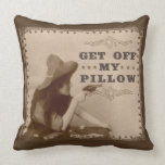 Vintage Girl with Gun Get Off Funny Pillows