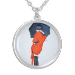 Vintage Girl With Umbrella Necklace