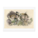 Vintage Girls and Dog Holiday Card postcards