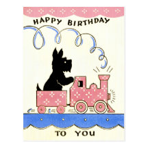 Vintage Girls Birthday Postcard