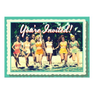 Vintage Girl's Weekend Beach Party Invitation