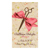 vintage girly hair stylist pink bow floral shears business card template