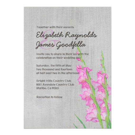 Vintage Gladiolus Wedding Invitations