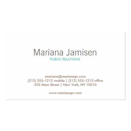 VINTAGE GLAM PEACOCK (Brown/Aqua) Business Card (front side)