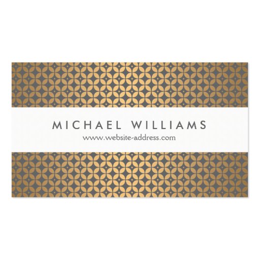 Vintage Glamour in Gold and Gray Designer Business Card Template (front side)