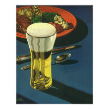 Vintage Glass of Beer with Dinner Personalized Invitation