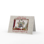 Vintage Goats Stockings on Fireplace Card cards