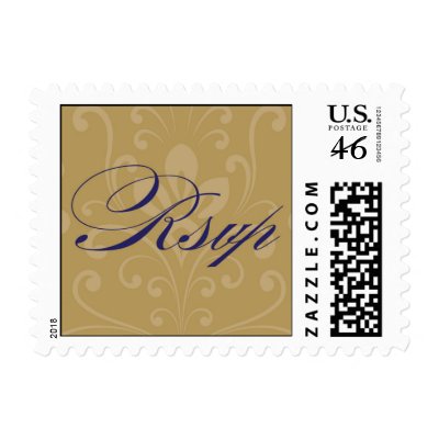 Vintage Gold and Navy Rsvp stamp