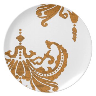 Vintage Gold and White Damask plate