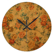 Vintage Gold Floral Wall Clock