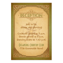 Vintage Gold Green Compass Wedding Reception Card business cards