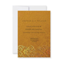 Vintage Gold Lace Wedding Reception Card Custom Announcement