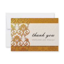 Vintage Gold Lace Wedding Thank You Card Custom Announcements