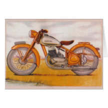 Vintage Gold Socovel Motorcycle Print Greeting Cards
