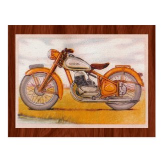 Vintage Gold Socovel Motorcycle Print Postcard